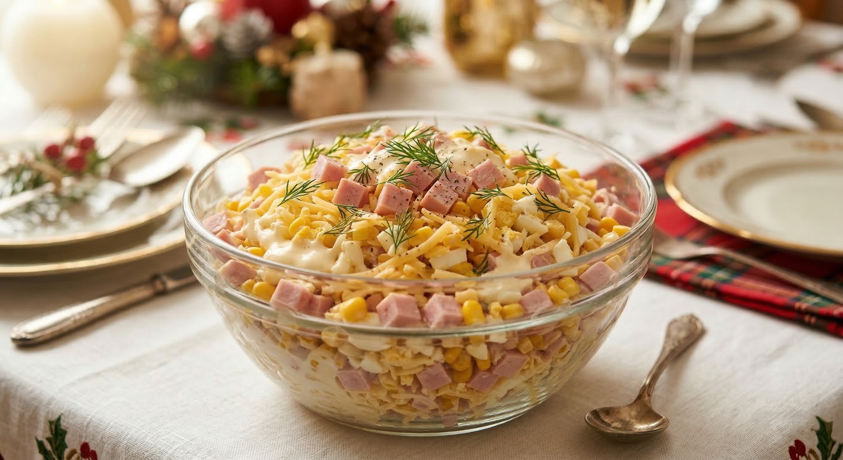 Салат с ветчиной и сыром