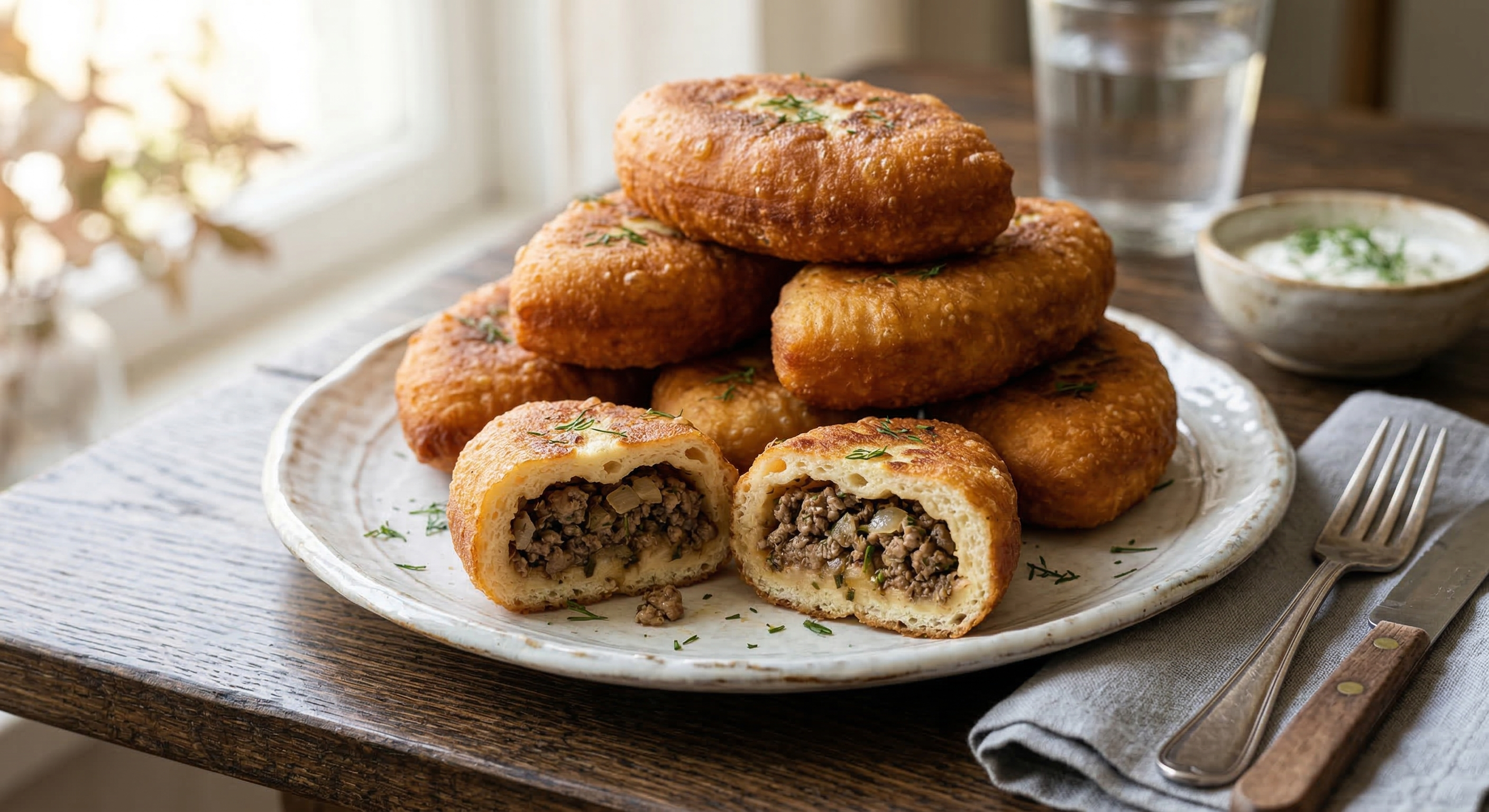 Пирожки с мясом жареные