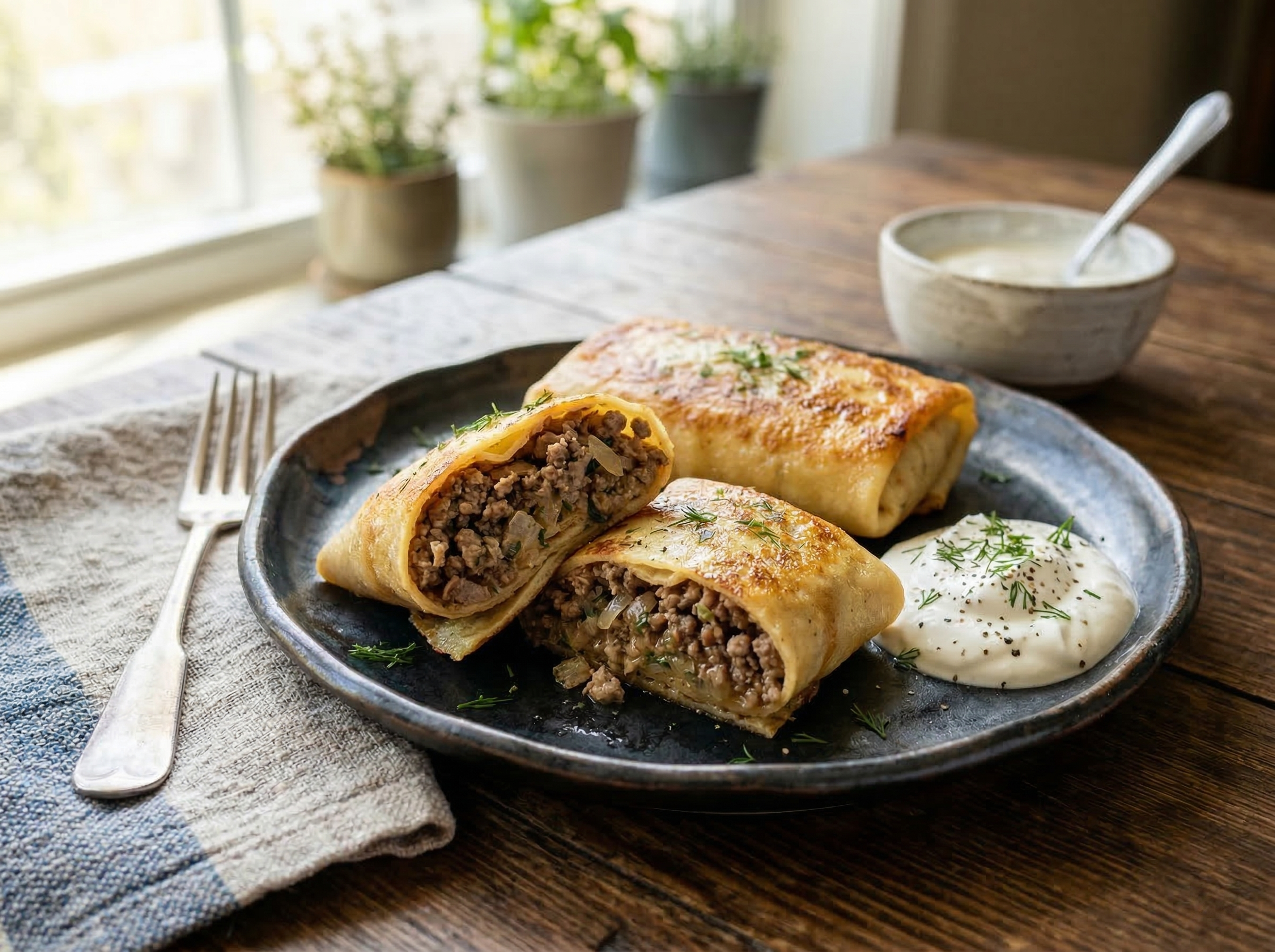 Блины с мясной начинкой