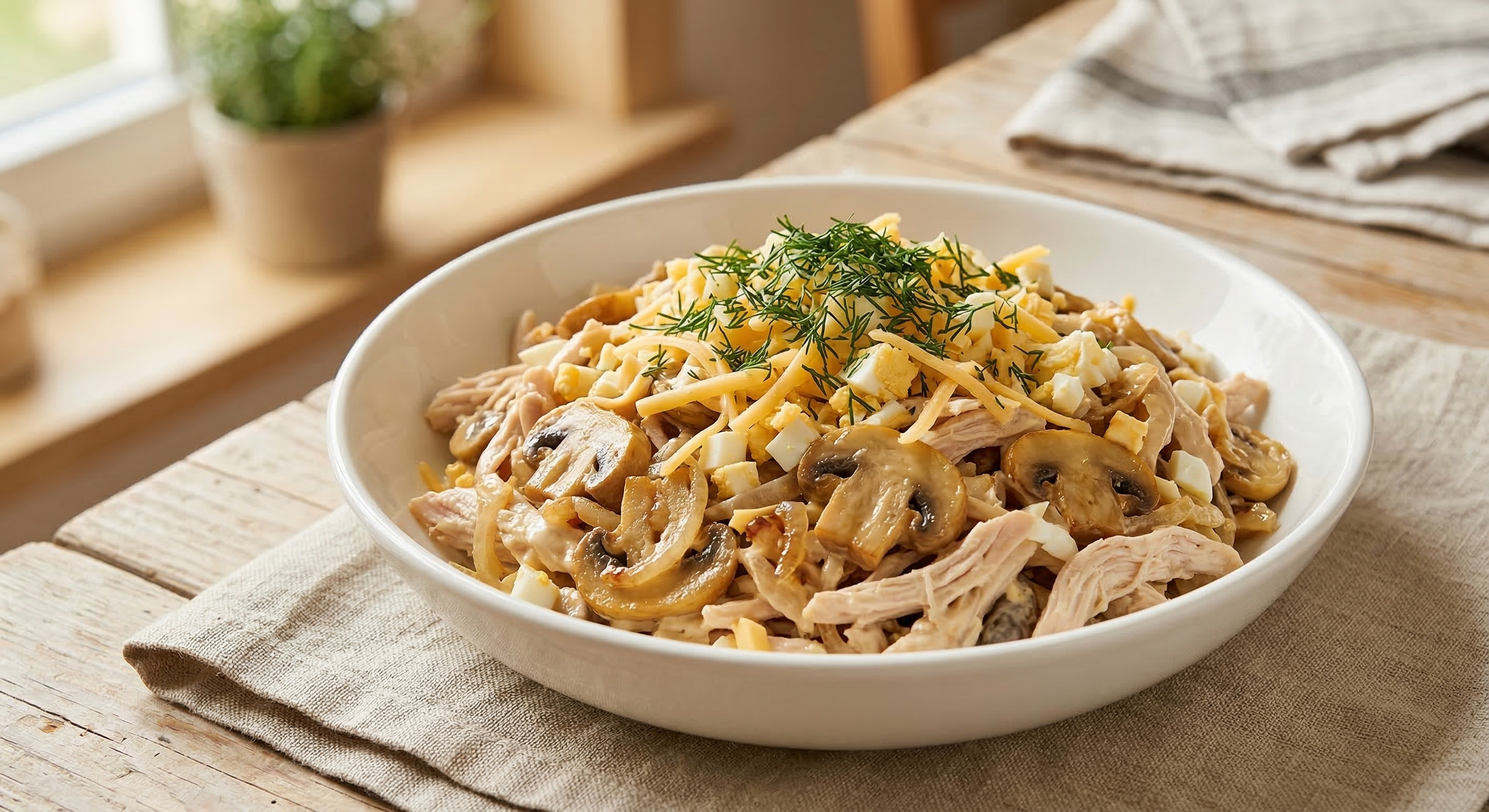 Салат с курицей и грибами