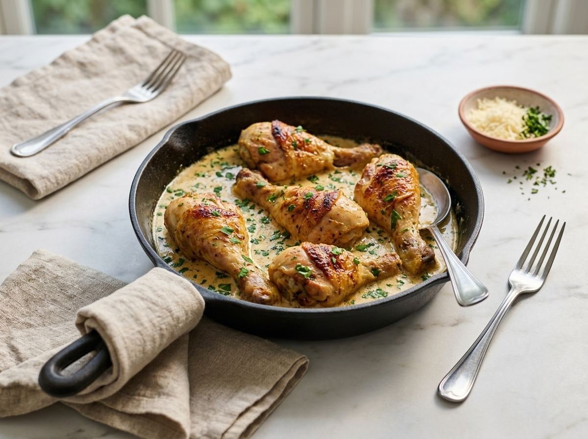 Куриные голени в сливочно-чесночном соусе
